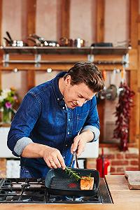 Сковорода-гриль Tefal Jamie Oliver Cooks Classic 23 x 27 см, литий алюміній, покриття Titanium 3x, глибина Thermal Signal, для всіх типів плит, індукційна, чорна synthetic.ua - Фото 1