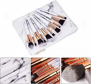 Набір кистей для макіяжу YMZ Subsky Marble з тримачем, 10 шт. synthetic.ua - Фото 1
