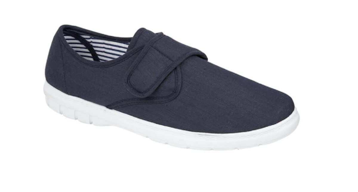 Кеди GladRags Canvas на липучці, широка колодка, темно-синій, вугільний або сіро-коричневий, розміри 40-46, фото №1