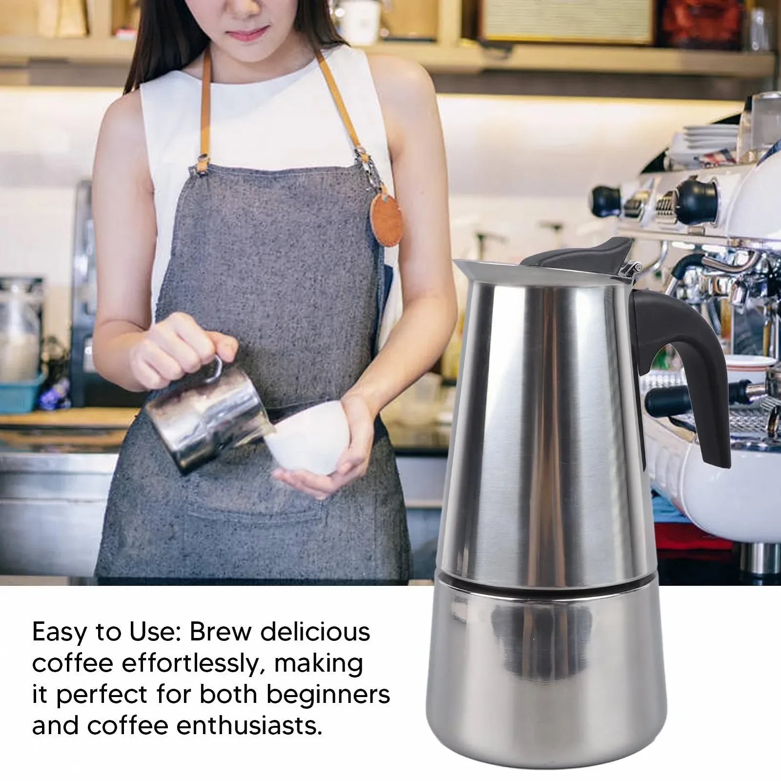 Кавник Moka 300 мл з нержавіючої сталі для дому, подорожей, кемпінгу, фото №3