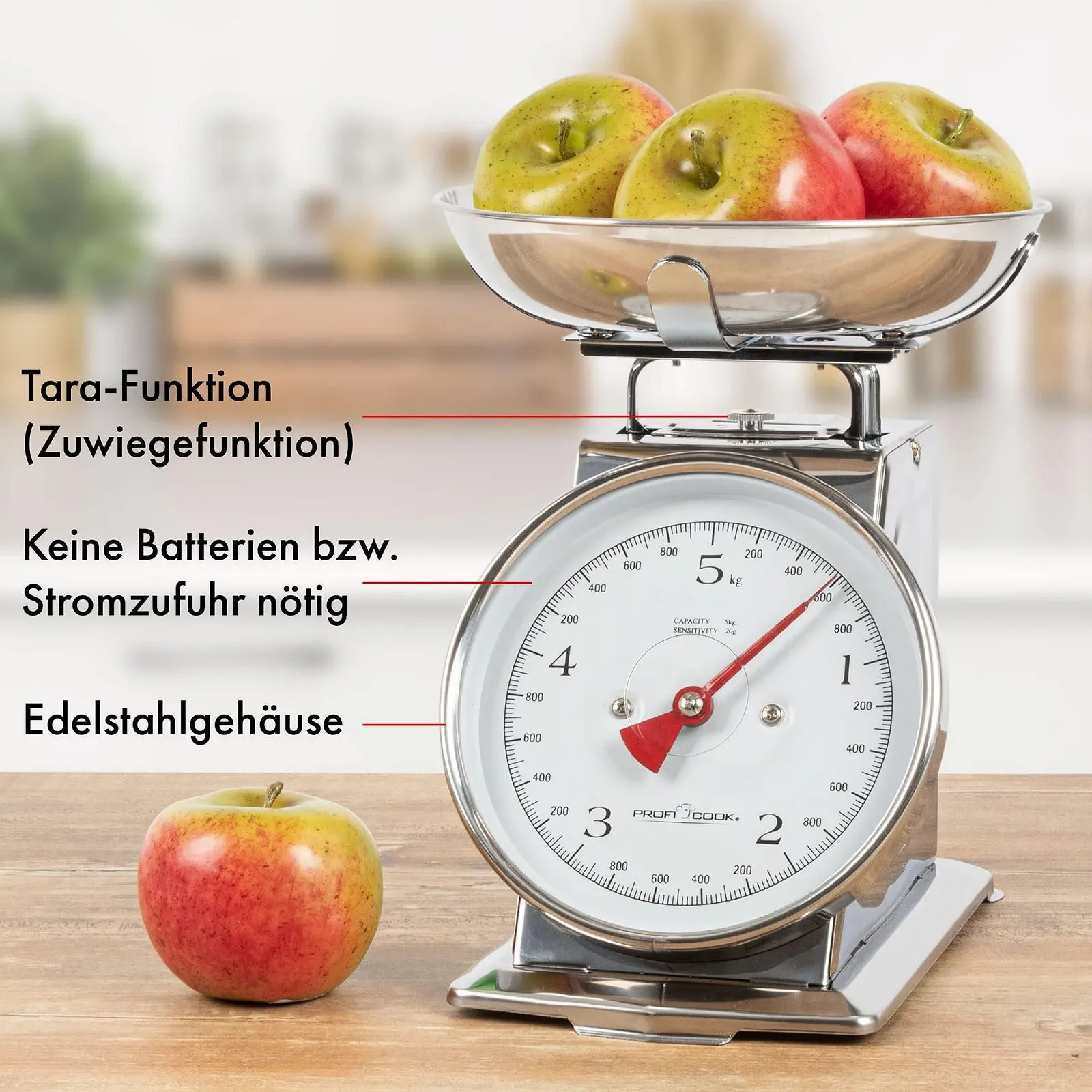 Кухонні ваги ProfiCook Retro Analogue 5 кг Stainless Steel, фото №5 Кухонні ваги ProfiCook Retro Analogue 5 кг Stainless Steel, фото №5