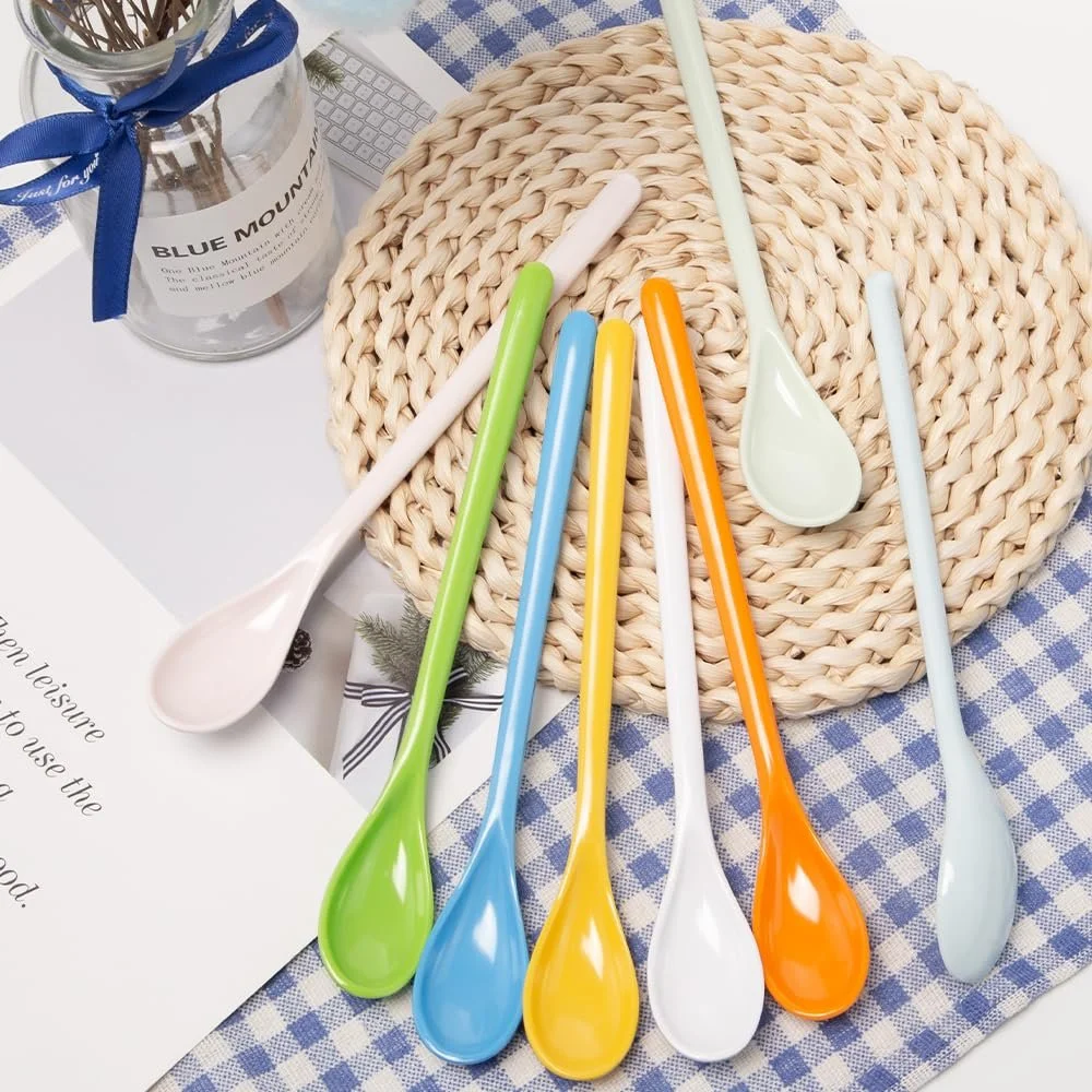 Набір 8 довгих ложок, кольоровий, фото №4