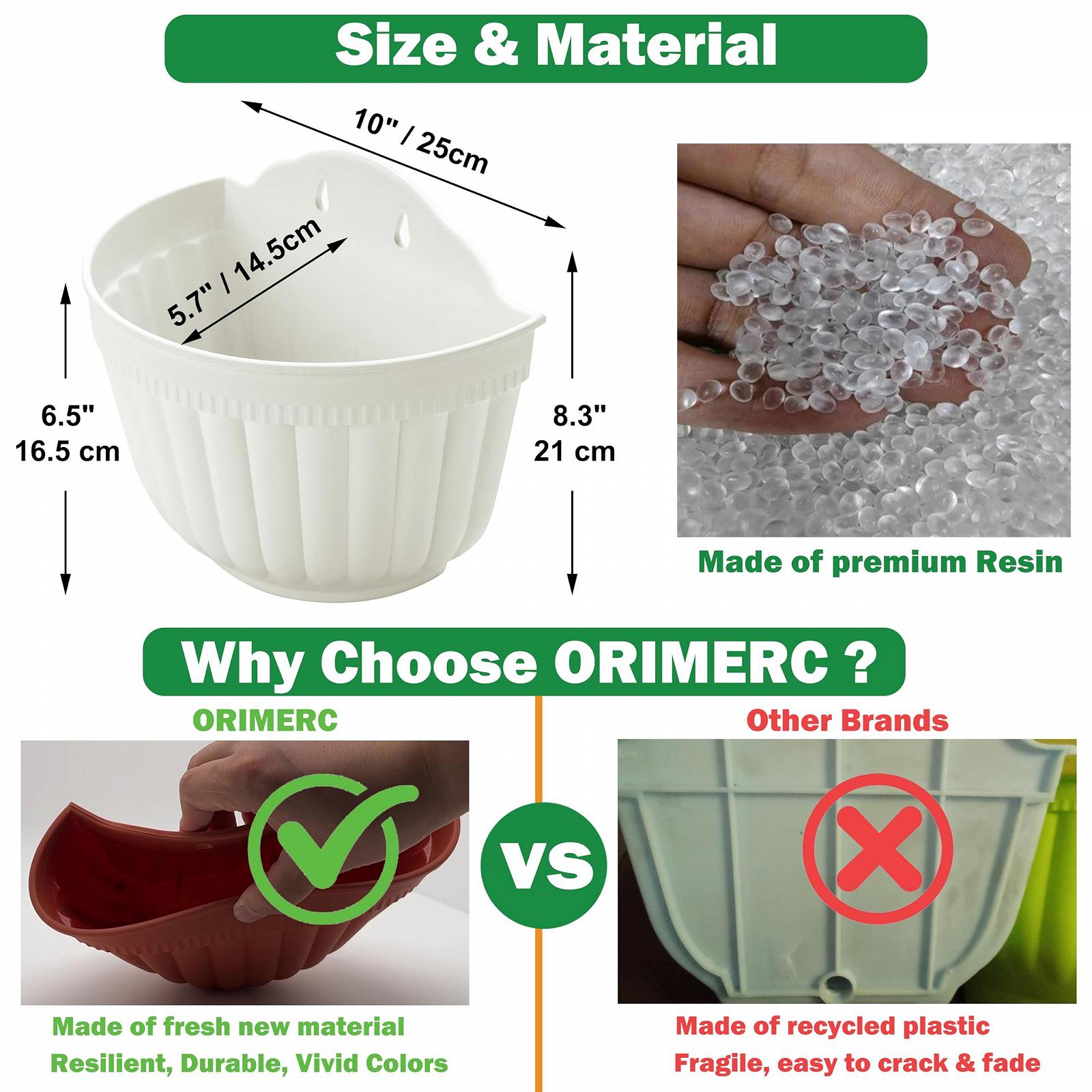 Настінні кашпо ORIMERC Набір 6 шт. 10 дюймів вертикальні білі, фото №2