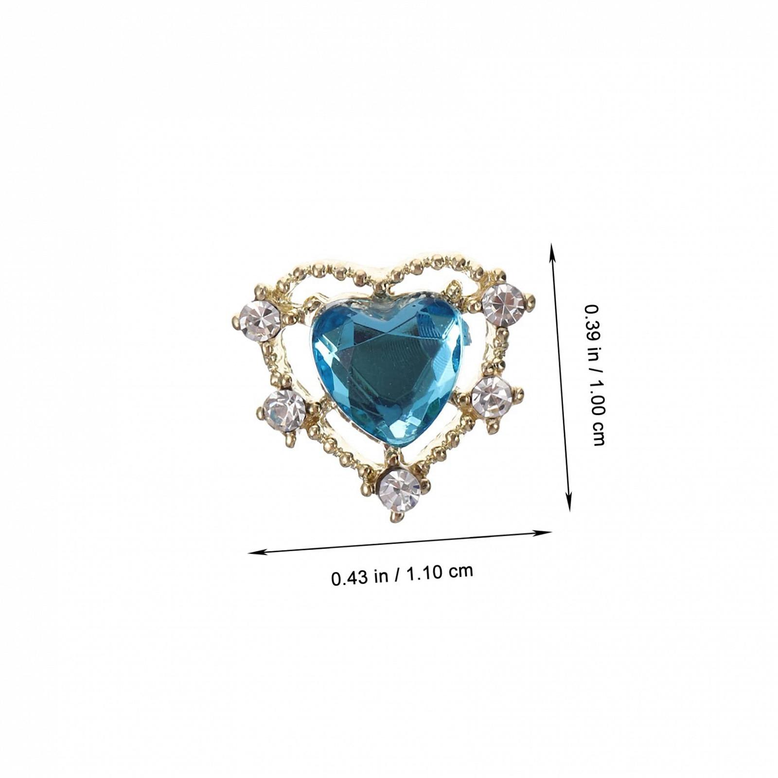 Украшения для ногтей Сердце со стразами, 30 шт, разноцветные аксессуары для маникюра, фото №6