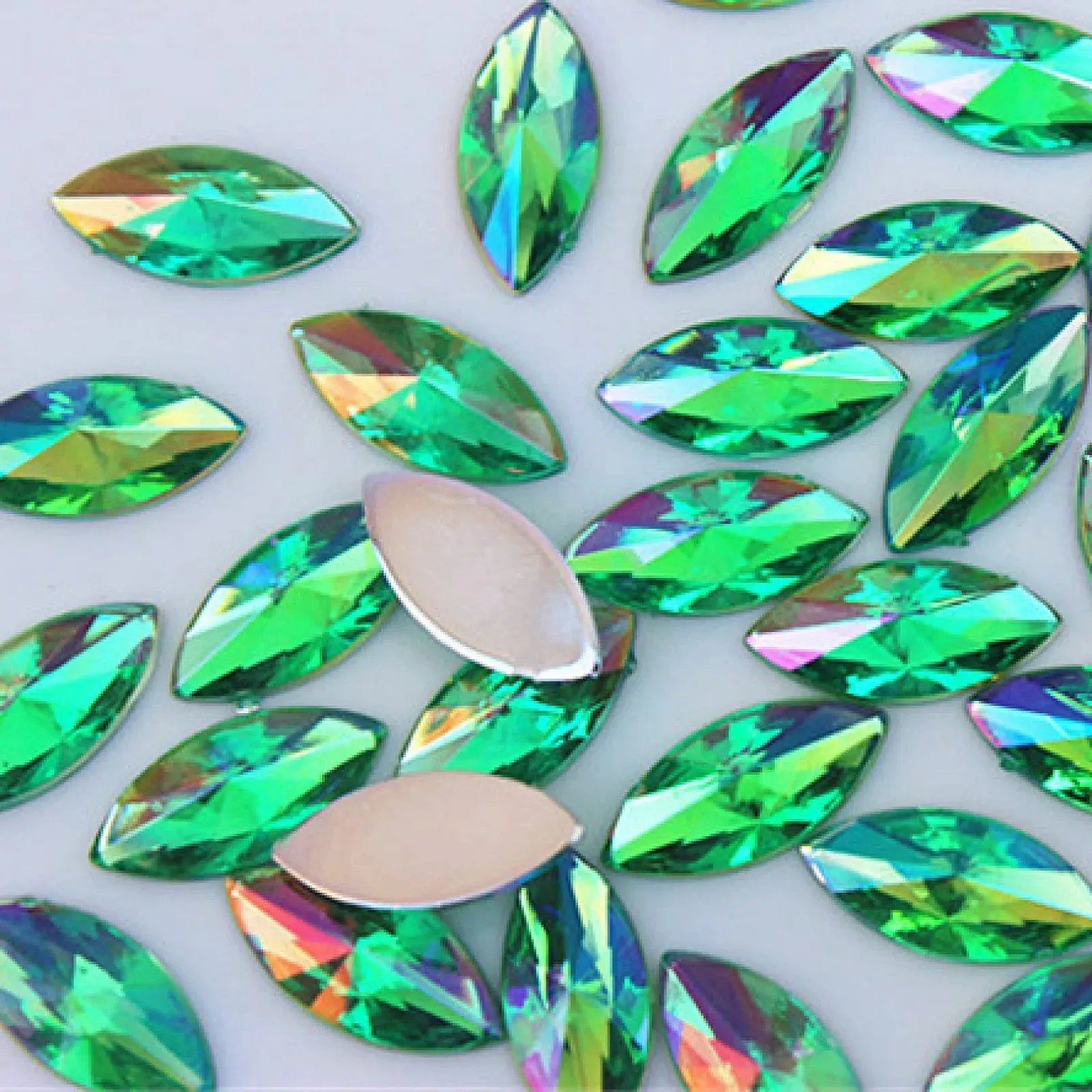 Стрази Кінське Око CHENRANYIN 7 x 14 мм, AB, прозорий, 100 шт, фото №6