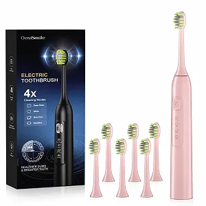 Електрична звукова зубна щітка OasiSmile Dupont 42000 VPM 4 режими 120 днів автономної роботи IPX7 Рожева - Фото 1