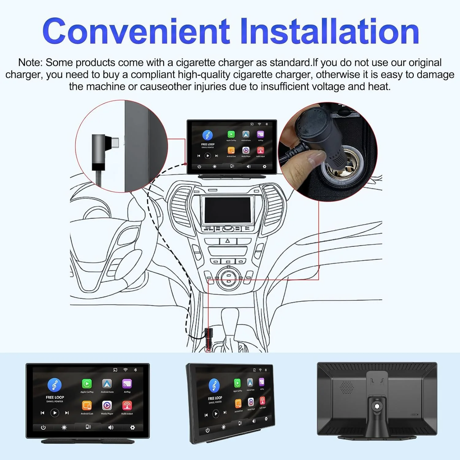 Автомагнитола Podofo / 9" / Сенсорная / Apple CarPlay / Android Auto / Bluetooth / WI-FI / GPS / USB / AUX / TF slot, фото №9