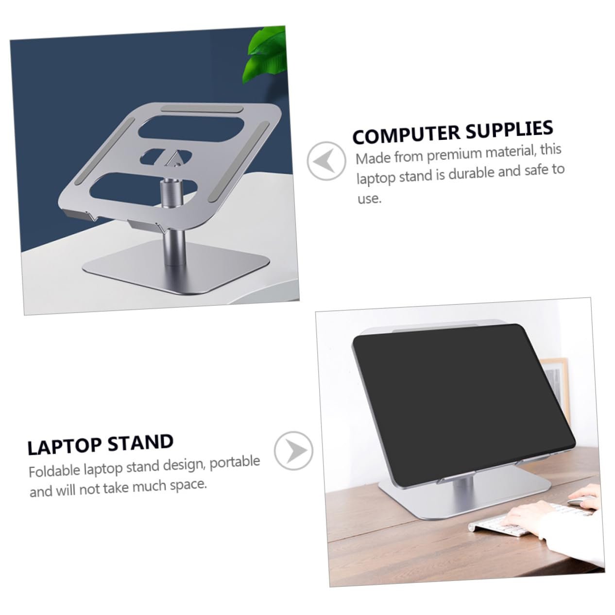 Подставка для ноутбука TEHAUX Портативная Регулируемая по высоте Складная с рассеиванием тепла для ноутбуков и планшетов Эргономичная для офиса и дома, фото №7