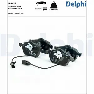 Комплект гальмівних колодок, дискове гальмо DELPHI LP1672 для AUDI SKODA VW SVW synthetic.ua - Фото 1