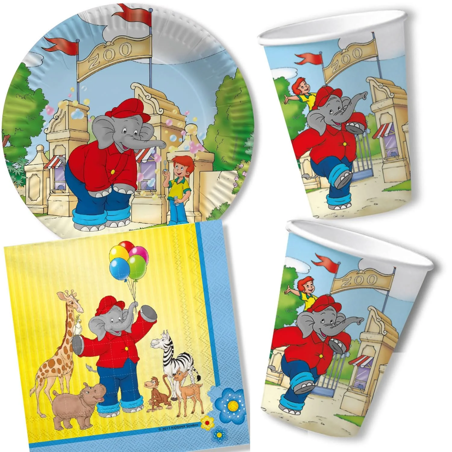 Набір посуду для вечірки Дитячий Benjamin Flowers Тематика Слоненя 37 предметів, фото №1