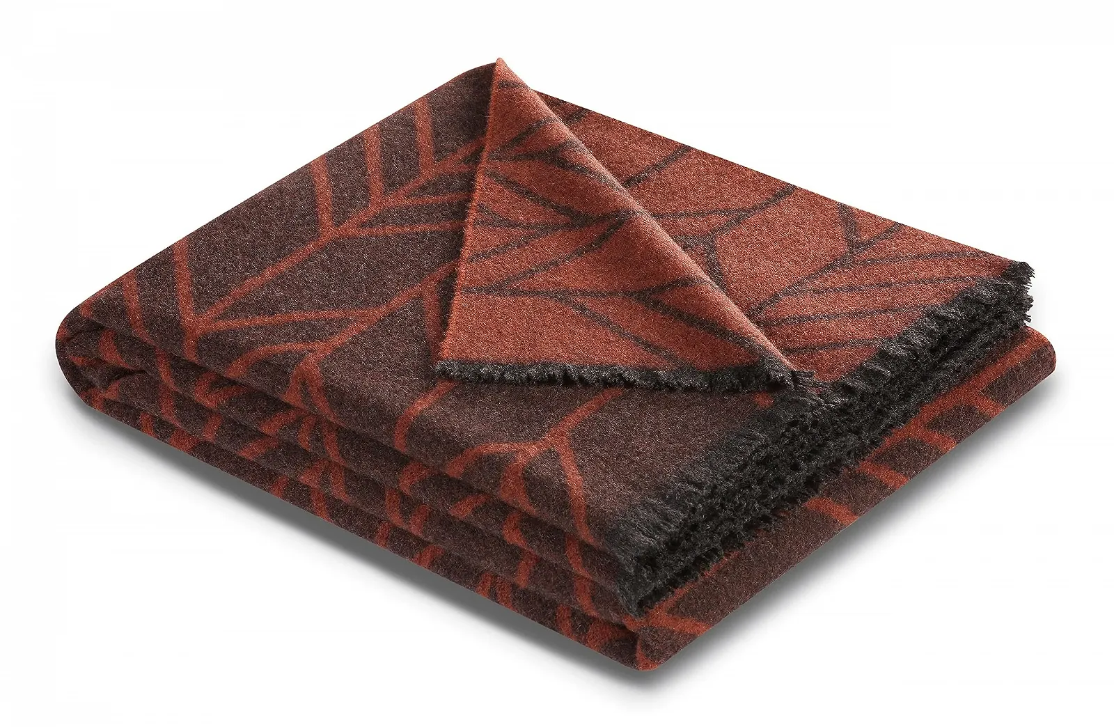 Плед Villeroy & Boch Soft Fringe Nexus Ember I Темно-червоний плед в клітинку, фото №2