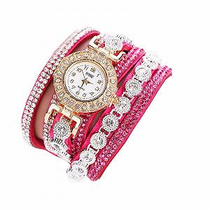 Женские часы Generisch, нержавеющая сталь, кожаный ремешок, повседневные, стразы, кварцевый механизм - Фото 1