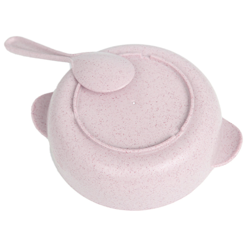 Набір пластикової дитячої посуди тарілка з ложкою Lesko A238 2 шт Рожевий (8958-41547), фото №2