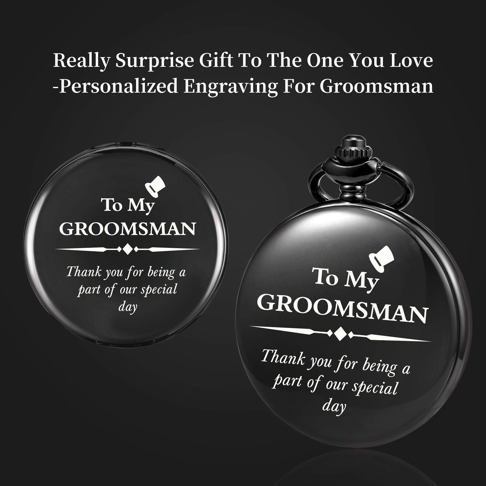 Кишеньковий годинник TREEWETO Personalised Engraved Groom Quartz Fobwatch, фото №3