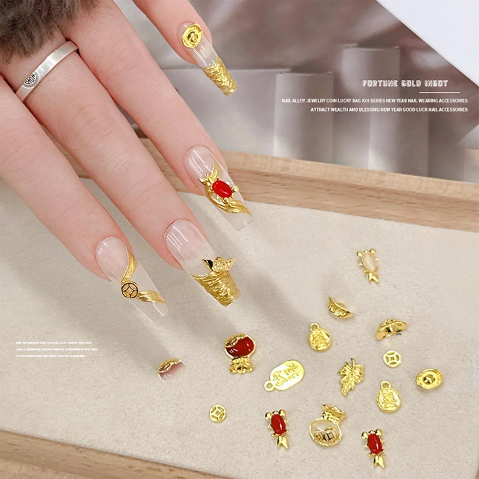 Стразы для ногтей Magic Nails Новый год Золотой, набор 5 шт, фото №5