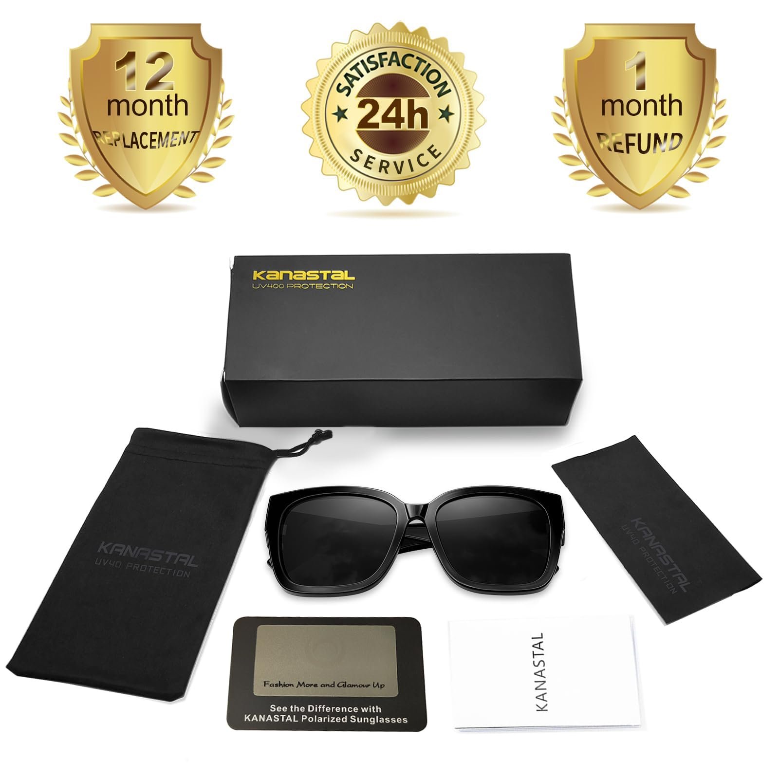 Сонцезахисні окуляри квадратні поляризовані KANASTAL Plus Size для чоловіків і жінок, захист від сонця UV400, фото №7