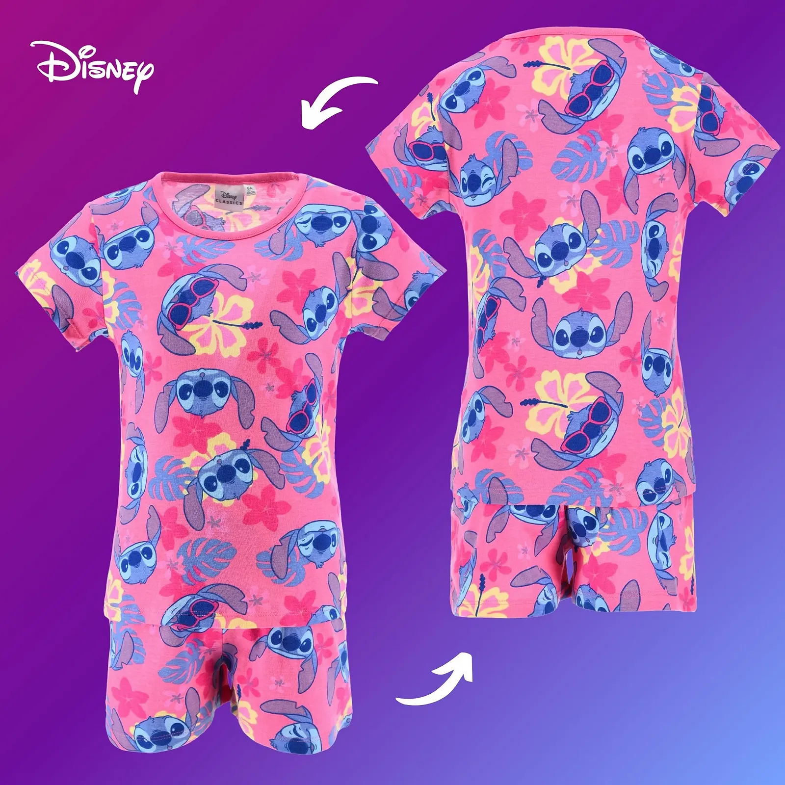 Комплект піжами (футболка та шорти) Disney Stitch з тропічним принтом, фото №7 Комплект піжами (футболка та шорти) Disney Stitch з тропічним принтом, фото №7