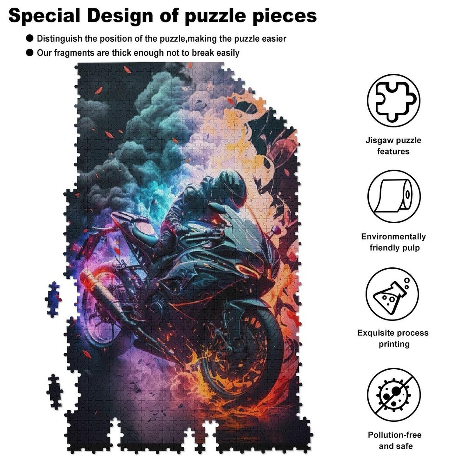 Пазл дерев'яний Мотоцикл 1000 деталей 78 x 53 cm від 12 років, фото №6 Пазл дерев'яний Мотоцикл 1000 деталей 78 x 53 cm від 12 років, фото №6