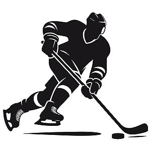 Наклейка на стіну GRAZDesign Хокей Хокеїст із шайбою Самоклеюча 34 x 30 см Чорний synthetic.ua - Фото 1