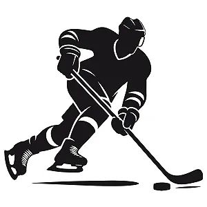 Наклейка на стену GRAZDesign Хоккей Хоккеист с шайбой Самоклеящаяся 34 x 30 см Черный synthetic.ua - Фото 1