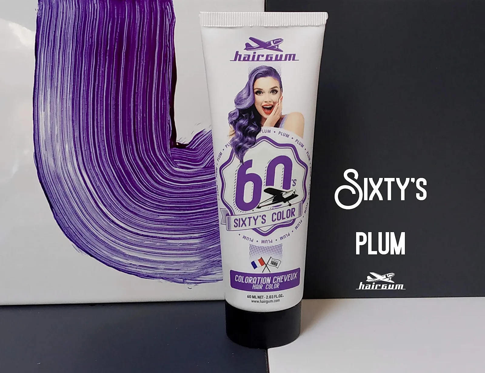 Напівперманентна фарба для волосся Hairgum Sixty's Color Plum 60 мл, фото №3 Напівперманентна фарба для волосся Hairgum Sixty's Color Plum 60 мл, фото №3