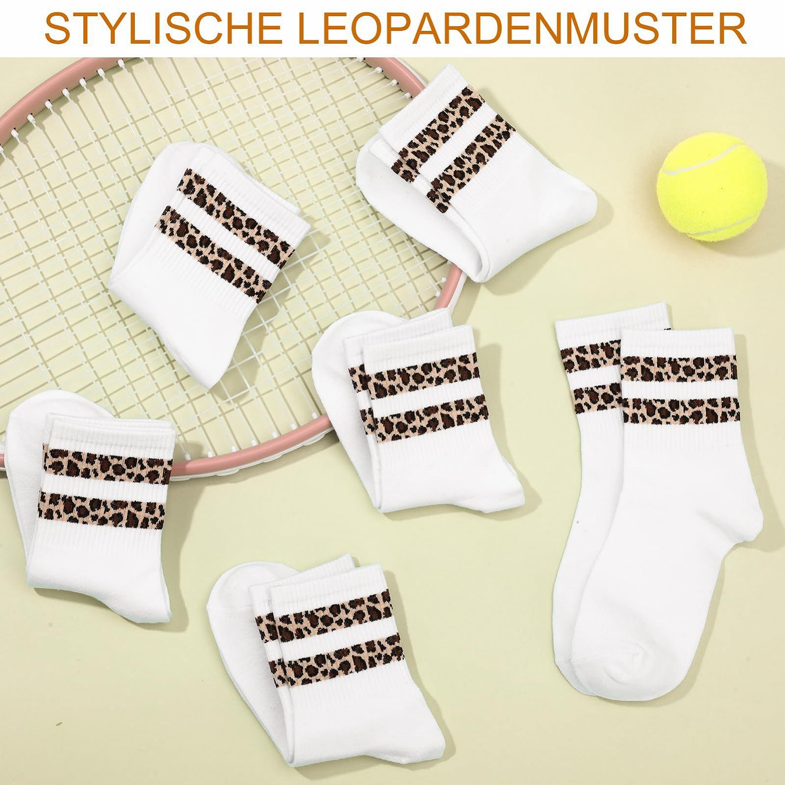 Женские теннисные носки 6 пар, Спортивные носки, Женские теннисные носки с узором животных, Дышащие полосатые носки, Женские хлопковые носки до середины голени, Ретро носки, 38-42, фото №6
