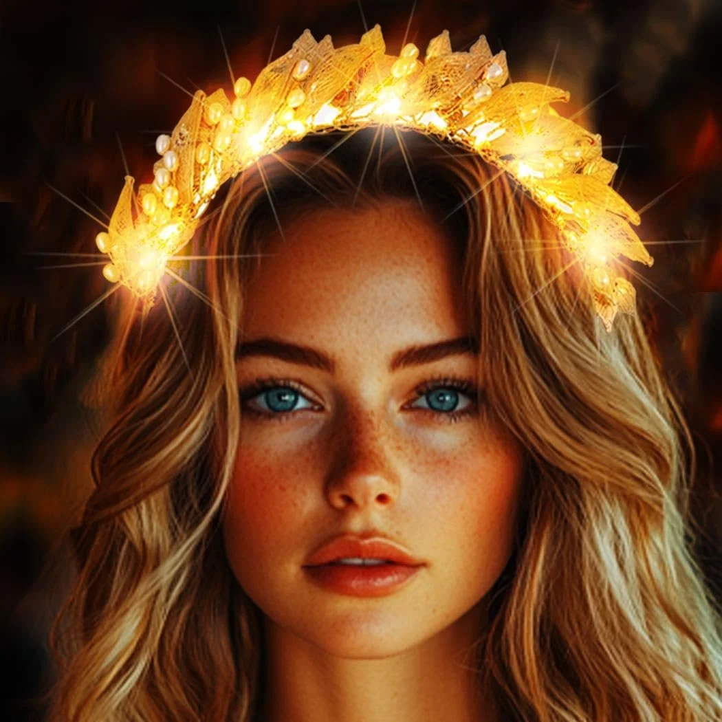 Обруч Золотистий Листя Весільний Головний Убір, фото №1