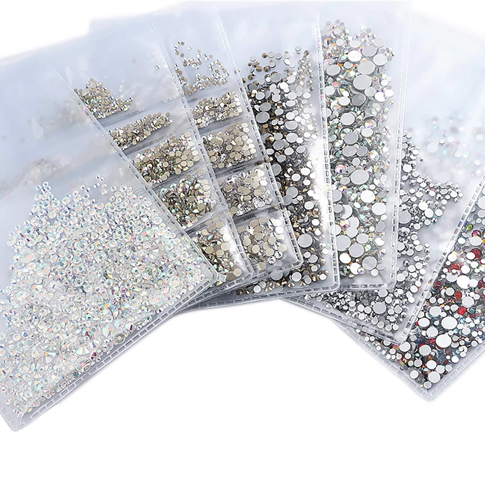 Стразы для ногтей Jie Du 1440 шт., прозрачные AB-бриллианты, смешанные цвета, фото №2