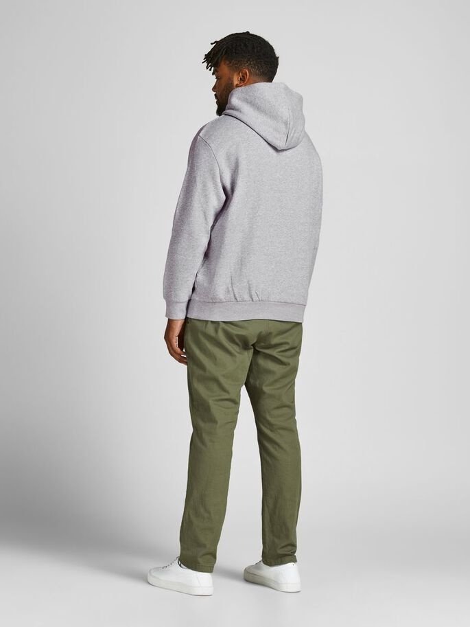 Світшот Jack&Jones PLUS LOGO SWEAT HOOD NOOS PS 12163777, світло-сірий меланж, принт: PLAY, XXXL, фото №2