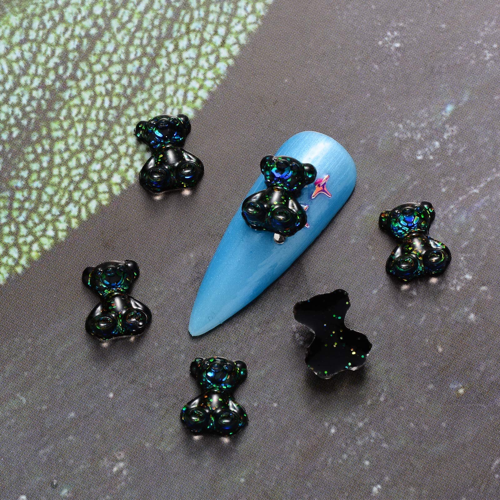 3D Украшения для ногтей Мишка NICENEEDED Смола Мишка Кристалл Аврора Прозрачный, Светло-желтый, Черный, фото №6