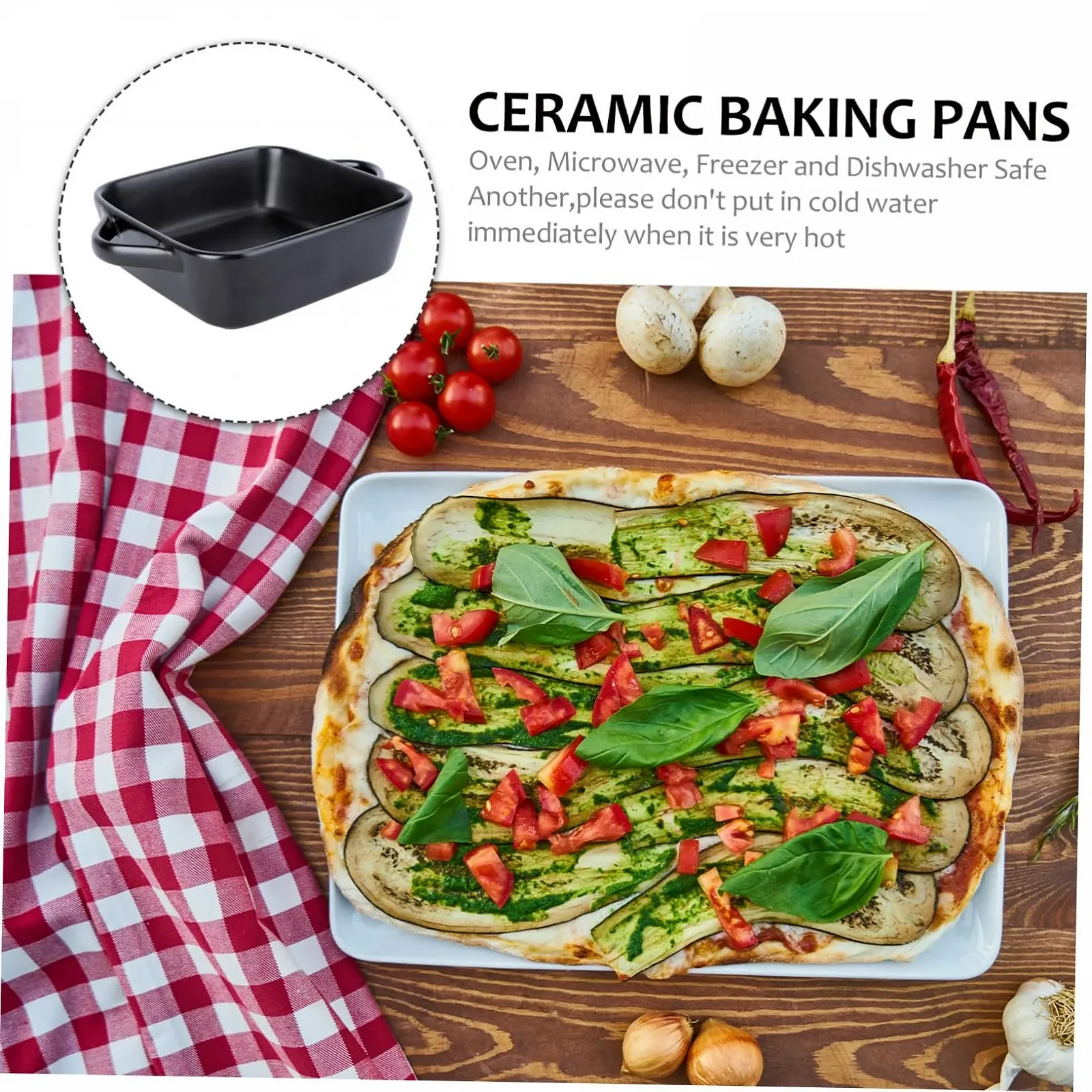 Форма для запекания Mobestech керамическая с ручками жаростойкая Черная, фото №9 Форма для запекания Mobestech керамическая с ручками жаростойкая Черная, фото №9