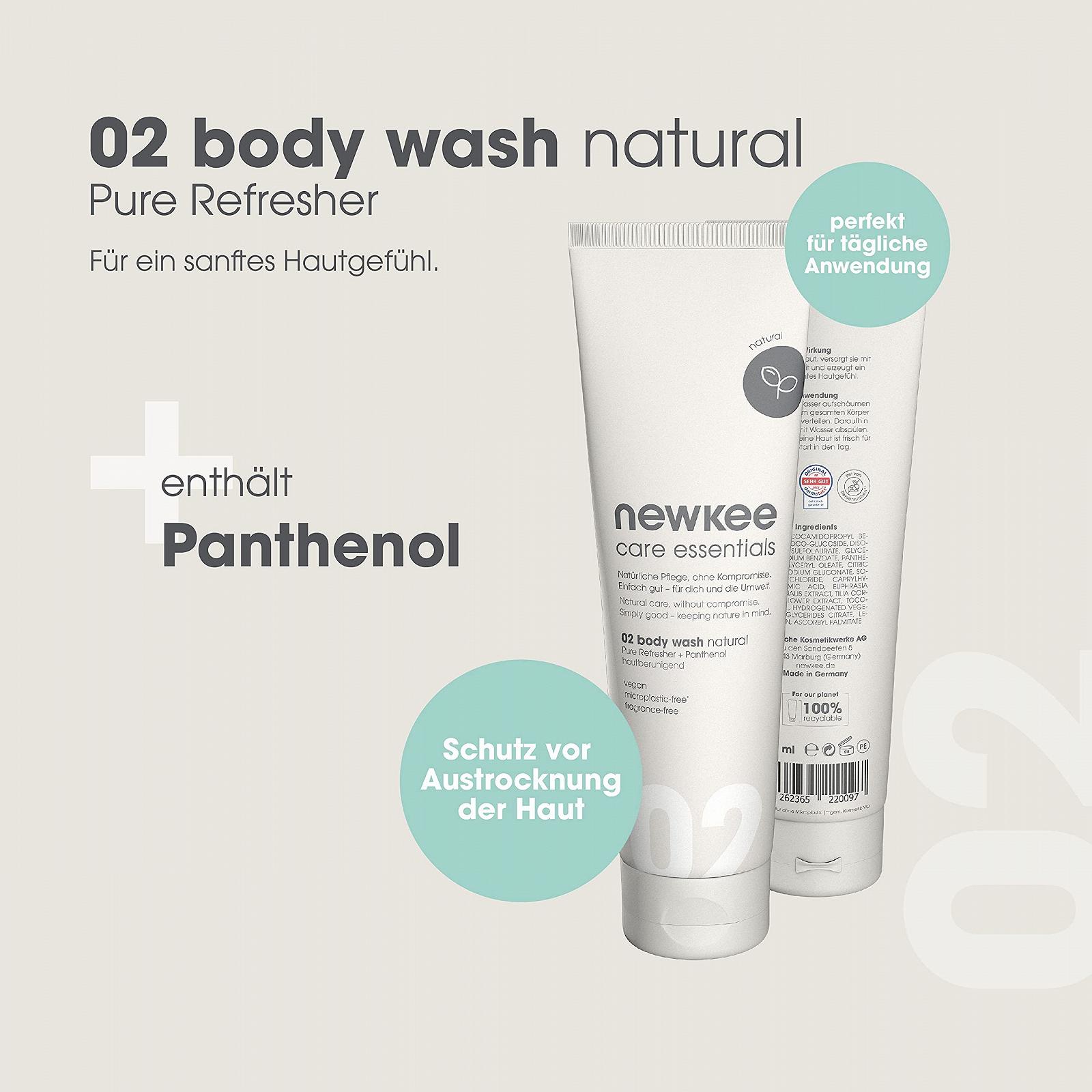 Гель для душу newkee Natural 150 мл Веганський Без ароматизаторів Дорожній розмір, фото №3