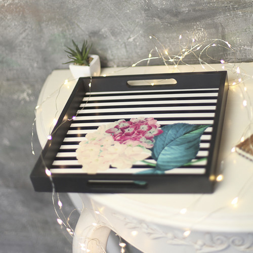 Подносы Presentville деревянный с принтом "Цветы" 33х33х4 см PDN_19M009_BL, фото №2 Подносы Presentville деревянный с принтом "Цветы" 33х33х4 см PDN_19M009_BL, фото №2