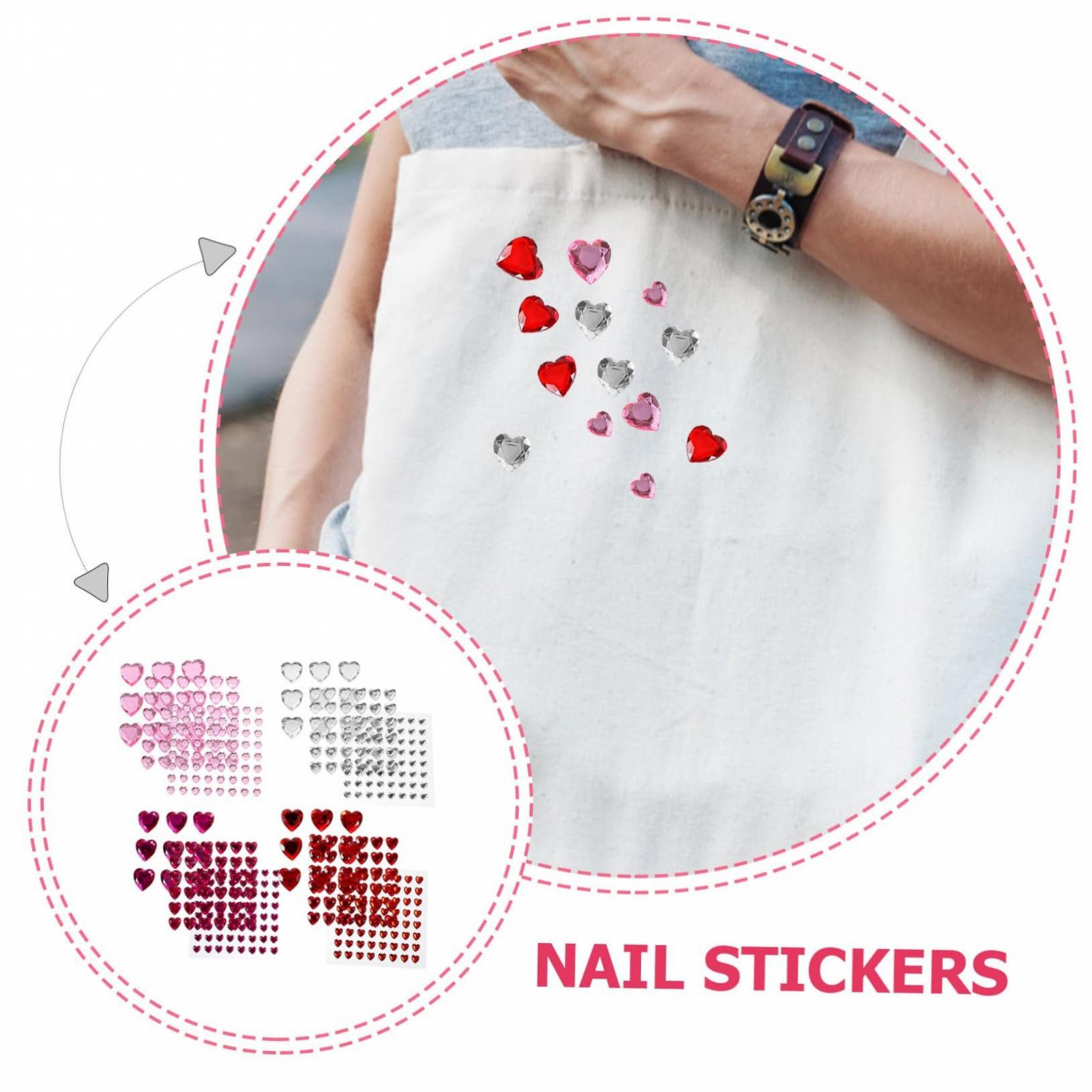 Наклейки стразы сердце Beavorty, 12 листов, акрил, фото №5