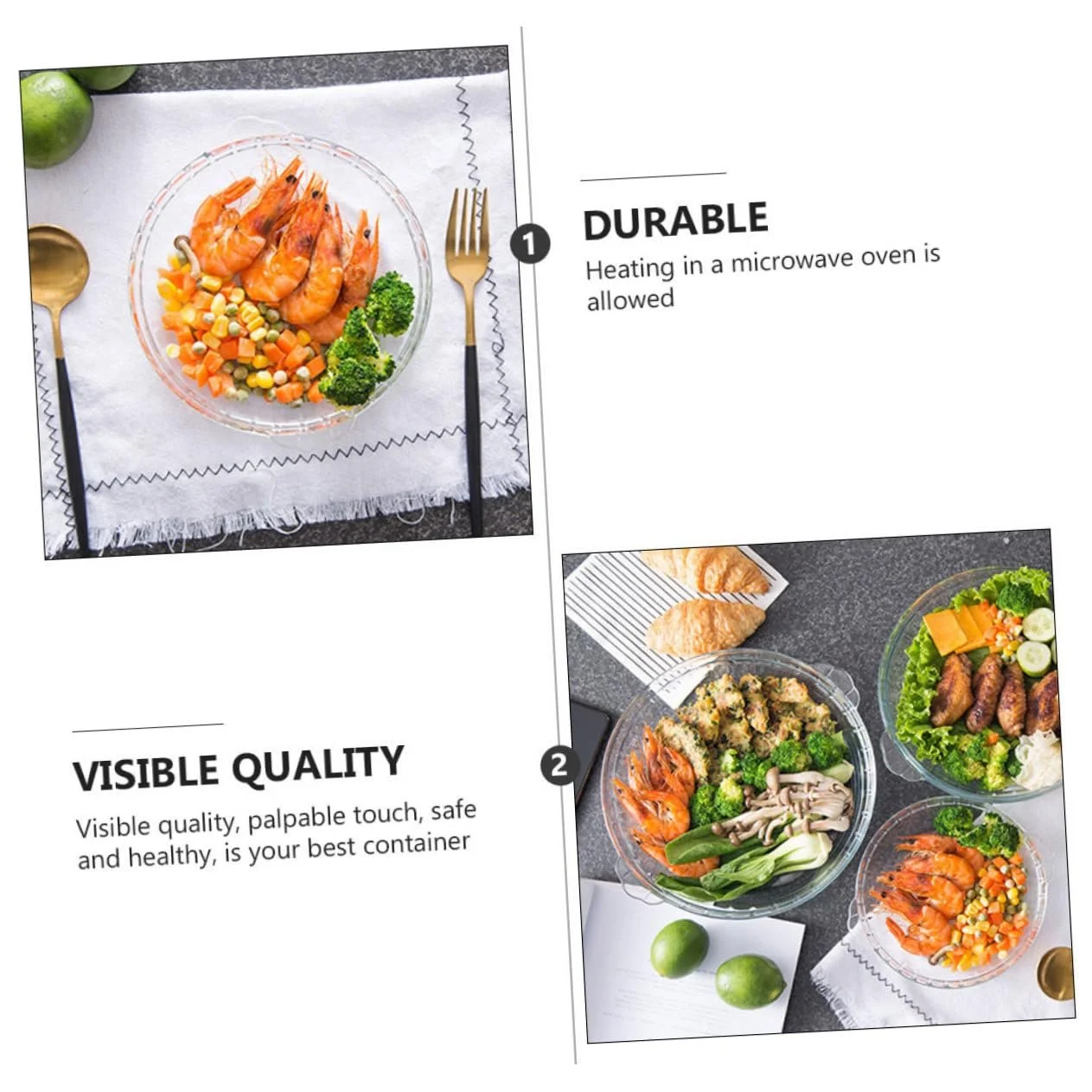 Деко скляне GALPADA для мікрохвильової печі жаростійке прозоре, фото №3