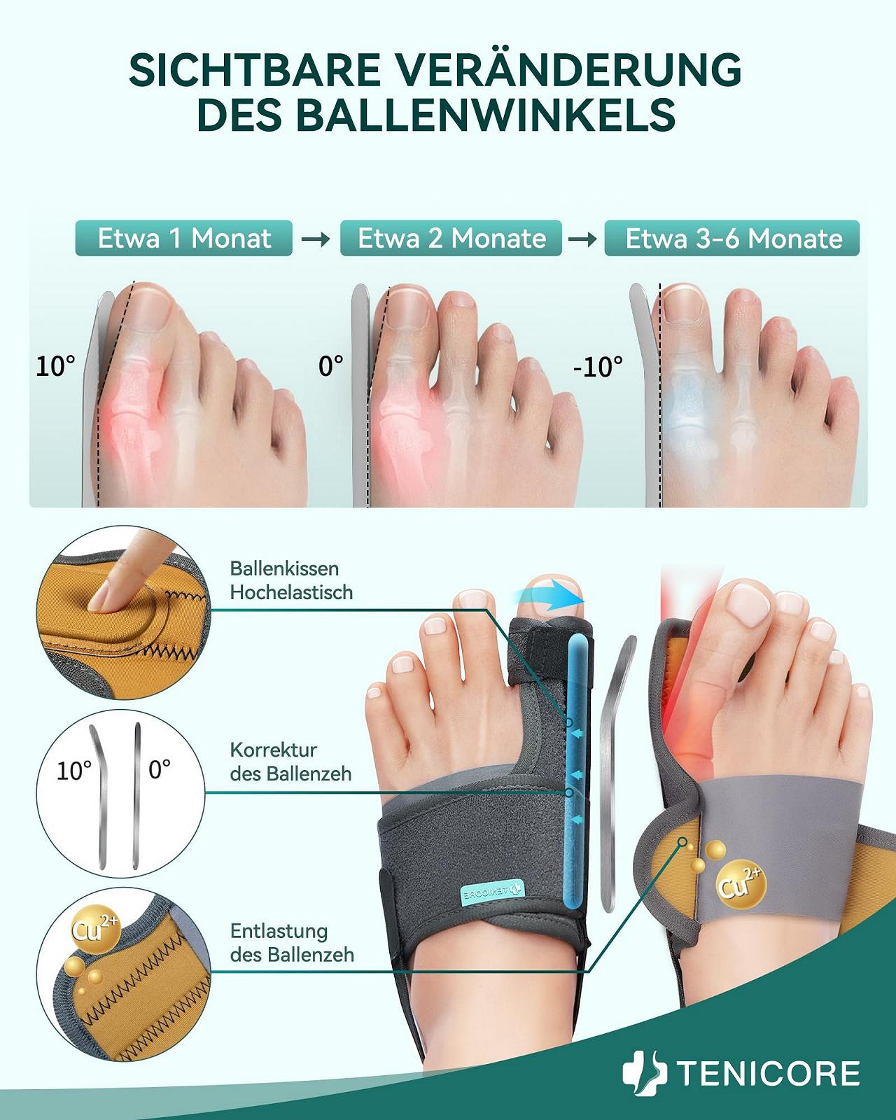 Корректор большого пальца стопы с усиленной подкладкой Hallux Valgus 1 пара, фото №2