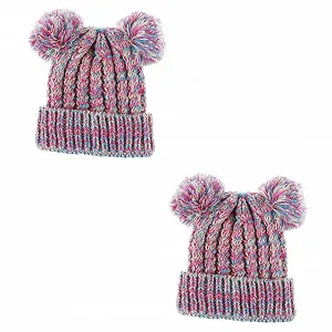 В'язана шапка з помпоном LIFKOME, 2 шт., тепла - Фото 1