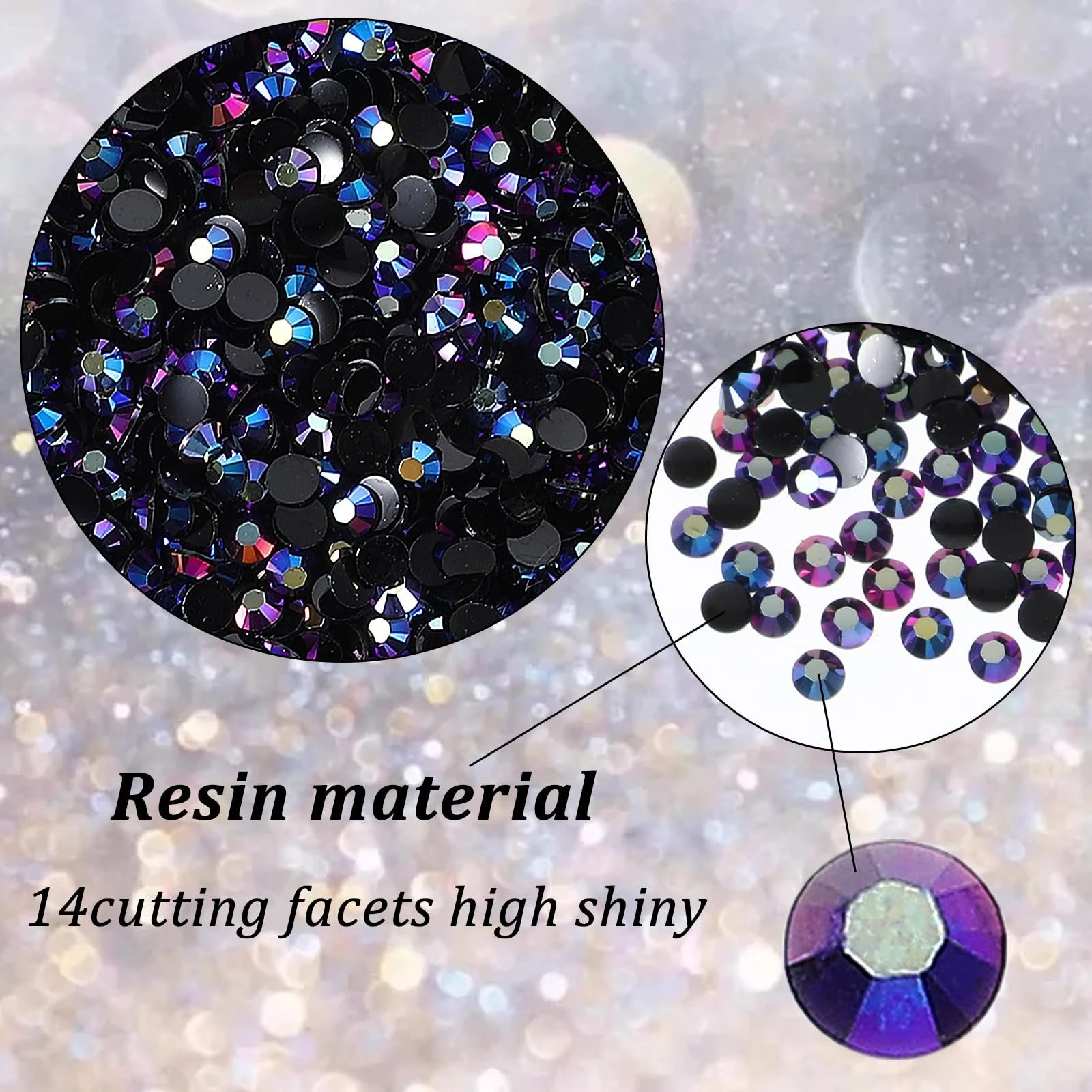 Стрази смоляні для рукоділля AB, плоскі, круглі, блискучі, кристали для прикраси одягу, чашок, взуття, тканини, фото №3 Стрази смоляні для рукоділля AB, плоскі, круглі, блискучі, кристали для прикраси одягу, чашок, взуття, тканини, фото №3