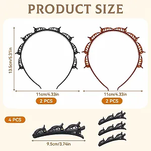 Обруч с клипсами (4 шт.) Черный + Коричневый synthetic.ua - Фото 1