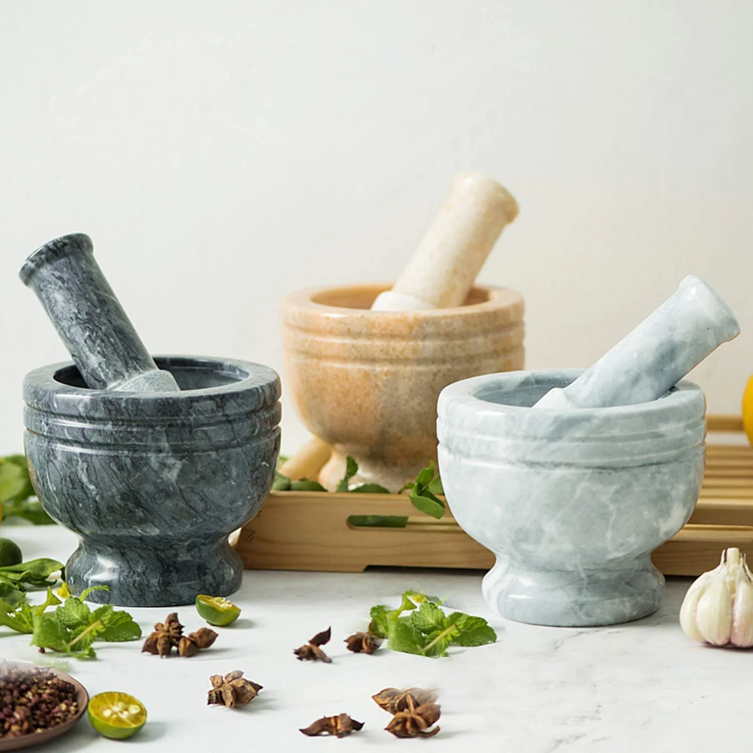 Ступка для спецій і перцю Robuste, мармуровий, сірий, фото №6