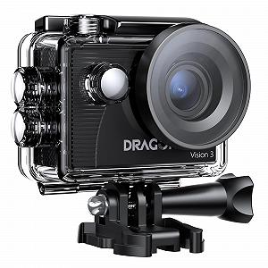 Екшн-камера Dragon Touch 4K30FPS 20MP WiFi 170° з широким кутом огляду, 2-дюймовим екраном Ultra HD, 4-кратним зумом, пультом дистанційного керування 2.4G, набором кріпильних приладів і 2 батареями 1050 мАг Vision 3 - Фото 1