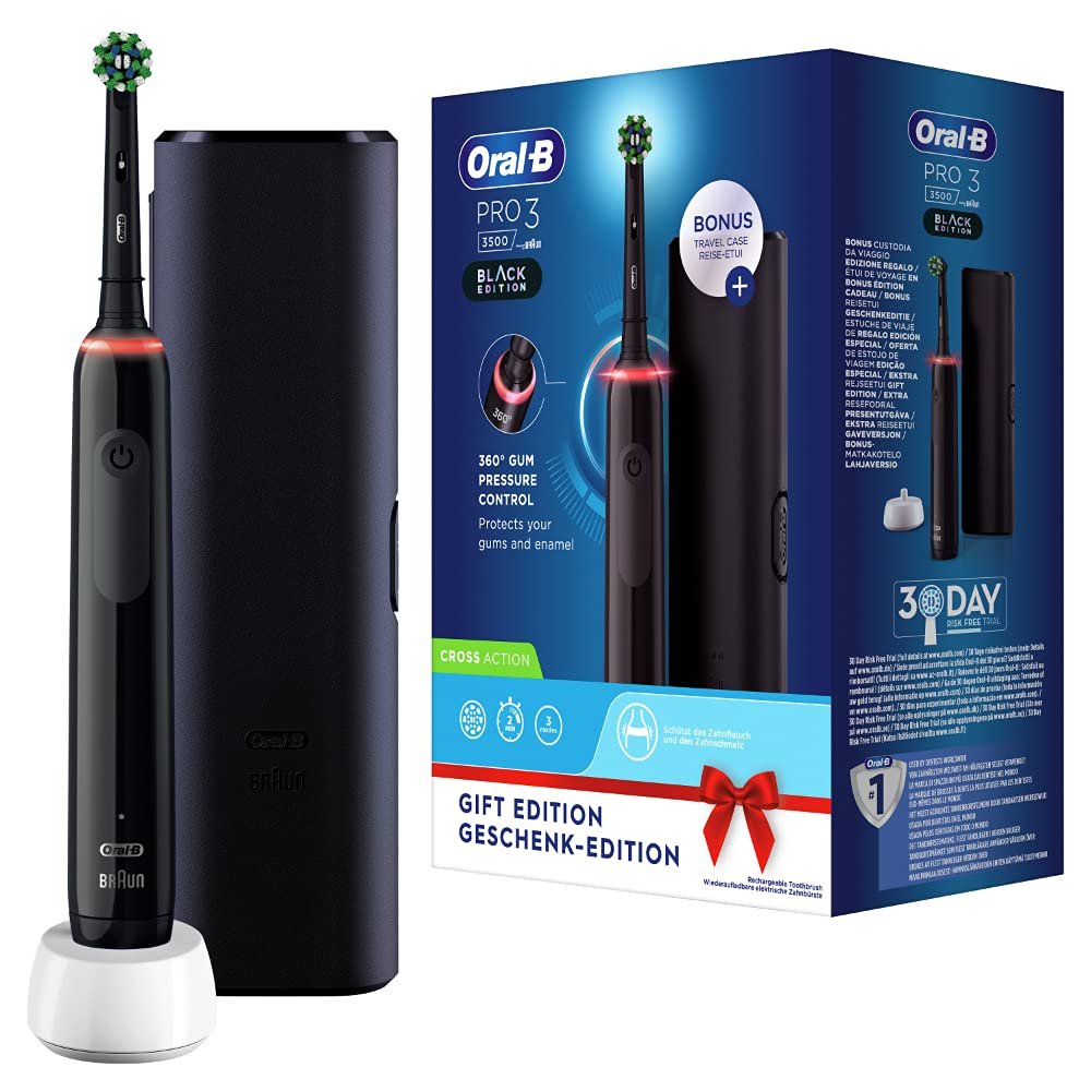 Електрична зубна щітка Oral-B PRO 3 3500 Контроль тиску Футляр Black, фото №1