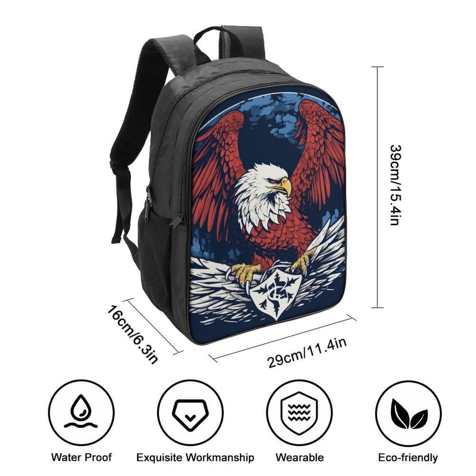 Шкільний рюкзак DPEOANEBN Eagle для хлопчиків і дівчаток, підлітків, водонепроникний, для жінок і чоловіків, шкільна сумка, рюкзак для ноутбука 40x28x16 см, фото №2
