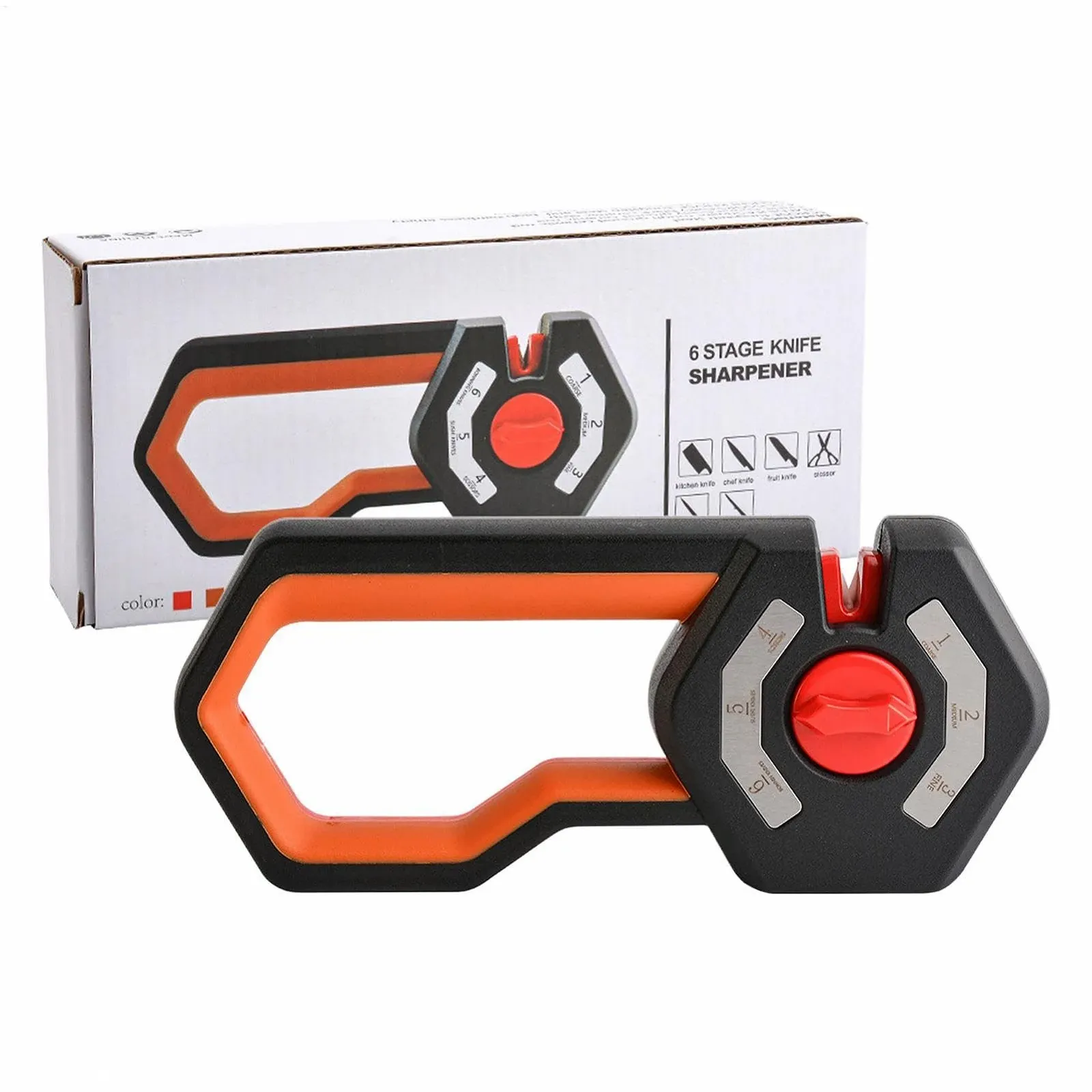 Точилка для ножей ручная 6-ступенчатая с регулируемым углом нескользящая ручка, фото №8
