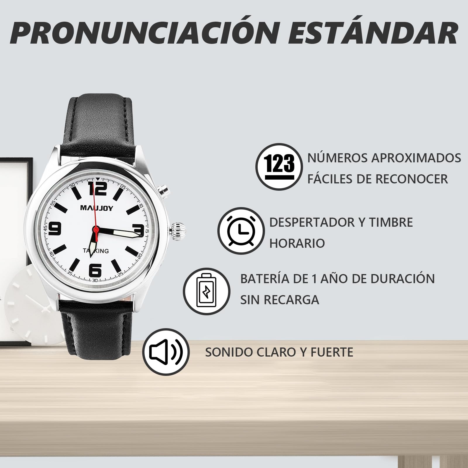 Часы Maujoy Talking на испанском языке для Binder, детей и пожилых, фото №2
