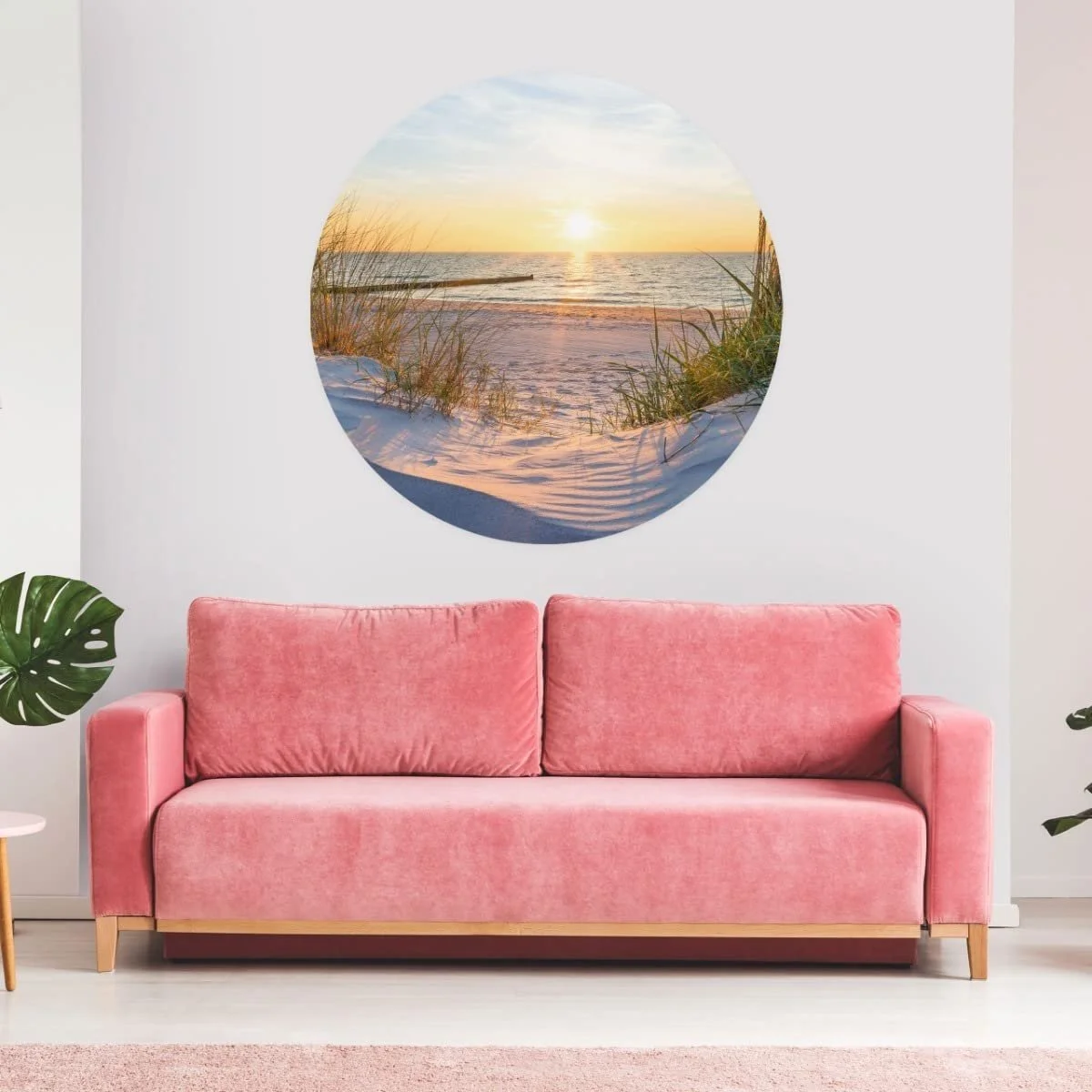 Наклейка на стену Muralo Пляж Море Закат Дюны Пейзаж Небо Природа 3D Круглая 100 x 100 см, фото №5