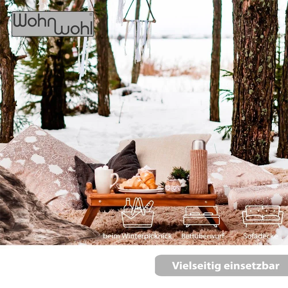 Плед WOHNWOHL Пухнастий, вигляд норкового хутра, штучне хутро, плед для дивану 130 x 170 см, колір: коричневий, фото №4