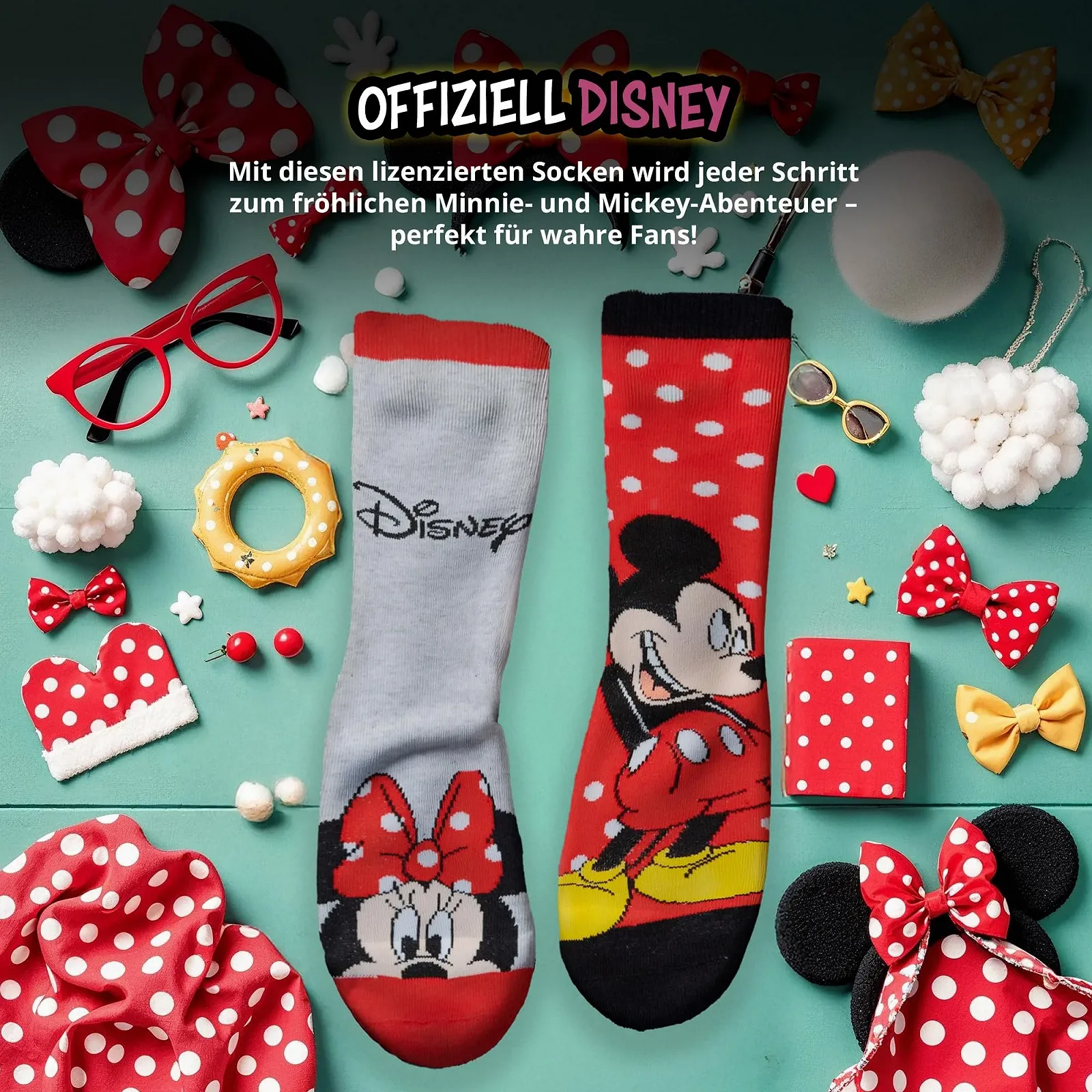 Шкарпетки United Labels Disney Minnie & Mickey Mouse 5 пар, червоні, 38-43, фото №6