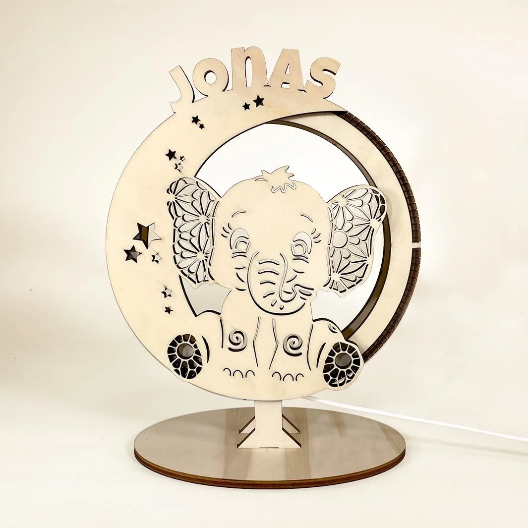 Настільна лампа Wooden Moon Personalised USB Дерев'яна, фото №1