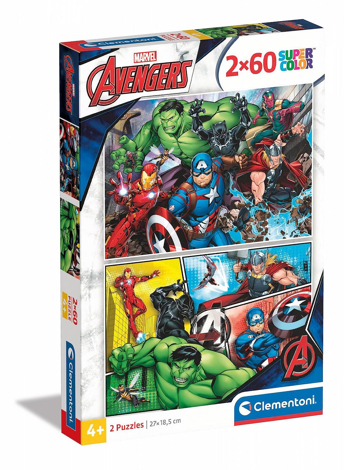 Puzzle Clementoni Supercolor The Avengers 21605 2 x 60 деталей 27 x 19 cm 4+ года, фото №1 Puzzle Clementoni Supercolor The Avengers 21605 2 x 60 деталей 27 x 19 cm 4+ года, фото №1